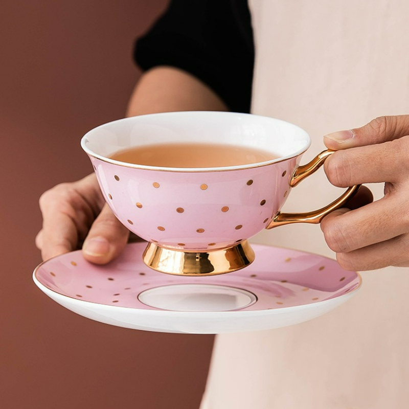 Bistro Table Set - Tasses à café en céramique rose