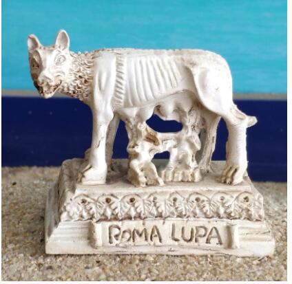 Outdoor Furniture Italy - Statue de loup mère enfant, artisanat